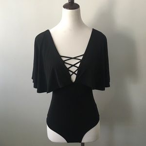 Plunging Black Bodysuit